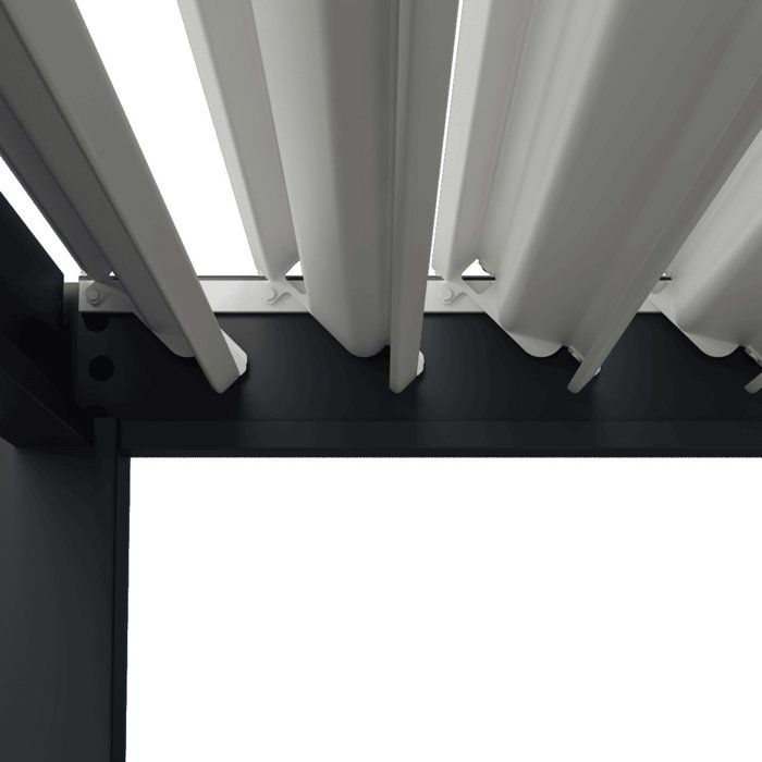 Pergola bioclimatique - 3 x 3 m - 9 m² - Structure aluminium anthracite et lames toiture acier blanches