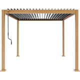 Pergola bioclimatique - GAYA - Structure en aluminium et en acier - Aspect Bois - 3 x 3 m