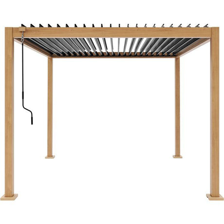 Pergola bioclimatique - GAYA - Structure en aluminium et en acier - Aspect Bois - 3 x 3 m