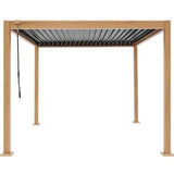 Pergola bioclimatique - GAYA - Structure en aluminium et en acier - Aspect Bois - 3 x 3 m