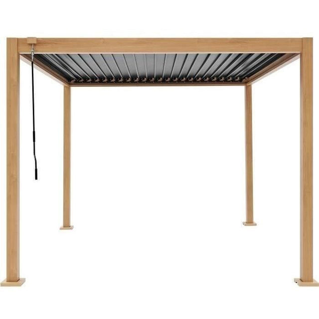 Pergola bioclimatique - GAYA - Structure en aluminium et en acier - Aspect Bois - 3 x 3 m