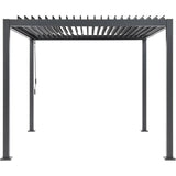Pergola bioclimatique - GAYA - Structure en aluminium et en acier - Gris - 3 x 3 m
