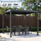 Pergola bioclimatique - GAYA - Structure en aluminium et en acier - Gris - 3 x 3 m