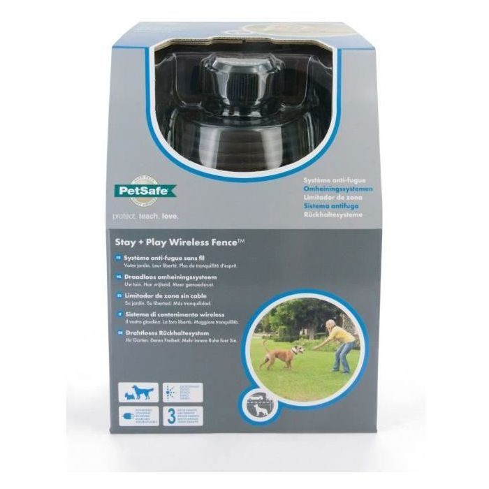 PetSafe - Clôture Anti-fugue Sans Fil Portable et électrique pour Chien Stay & Play avec Collier Anti-Fugue, Rechargeable,Portée 64m