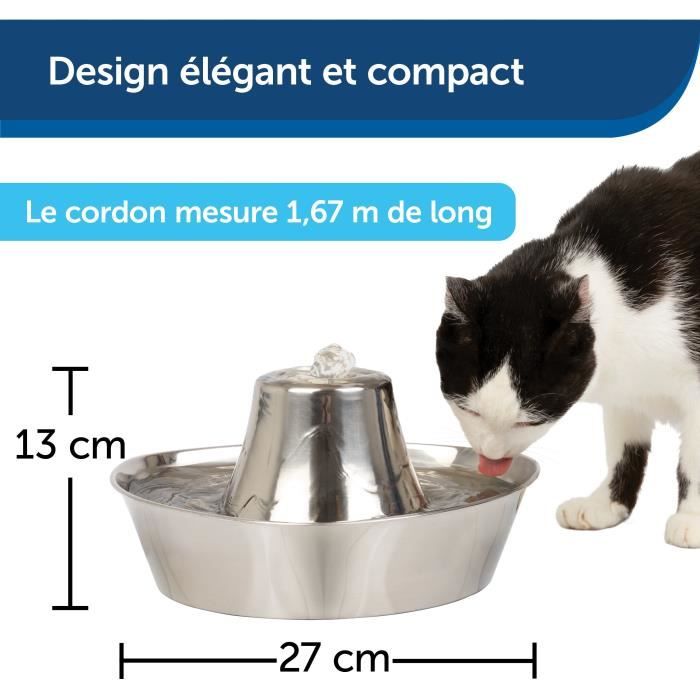 Fontaine pour Animaux - PETSAFE - SEASIDE - Inoxydable - 1,8 L - Silencieuse - Eau filtrée