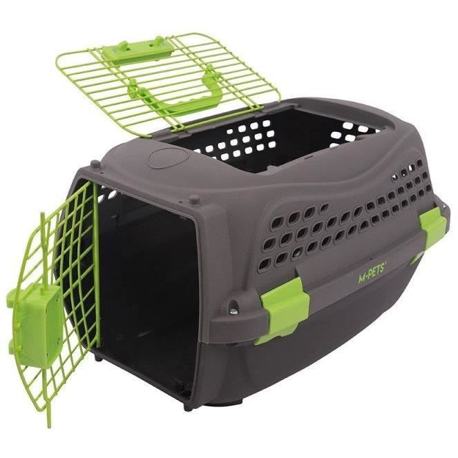 Caisse de transport pour chat M.PETS ECO GIRO - Cage en plastique - Taille M - Gris