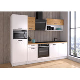 Cuisine complete PREGO - L 263 cm - DÈcor Blanc et Chene - Plan de travail 203 cm inclus