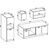 Cuisine complete PREGO - L 263 cm - Décor Blanc et Chene - Plan de travail 203 cm inclus