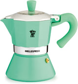 Cafetiere italienne - PEZZETTI - BELLEXPRESS - Aluminium - 6 tasses - Tous feux dont induction - Turquoise