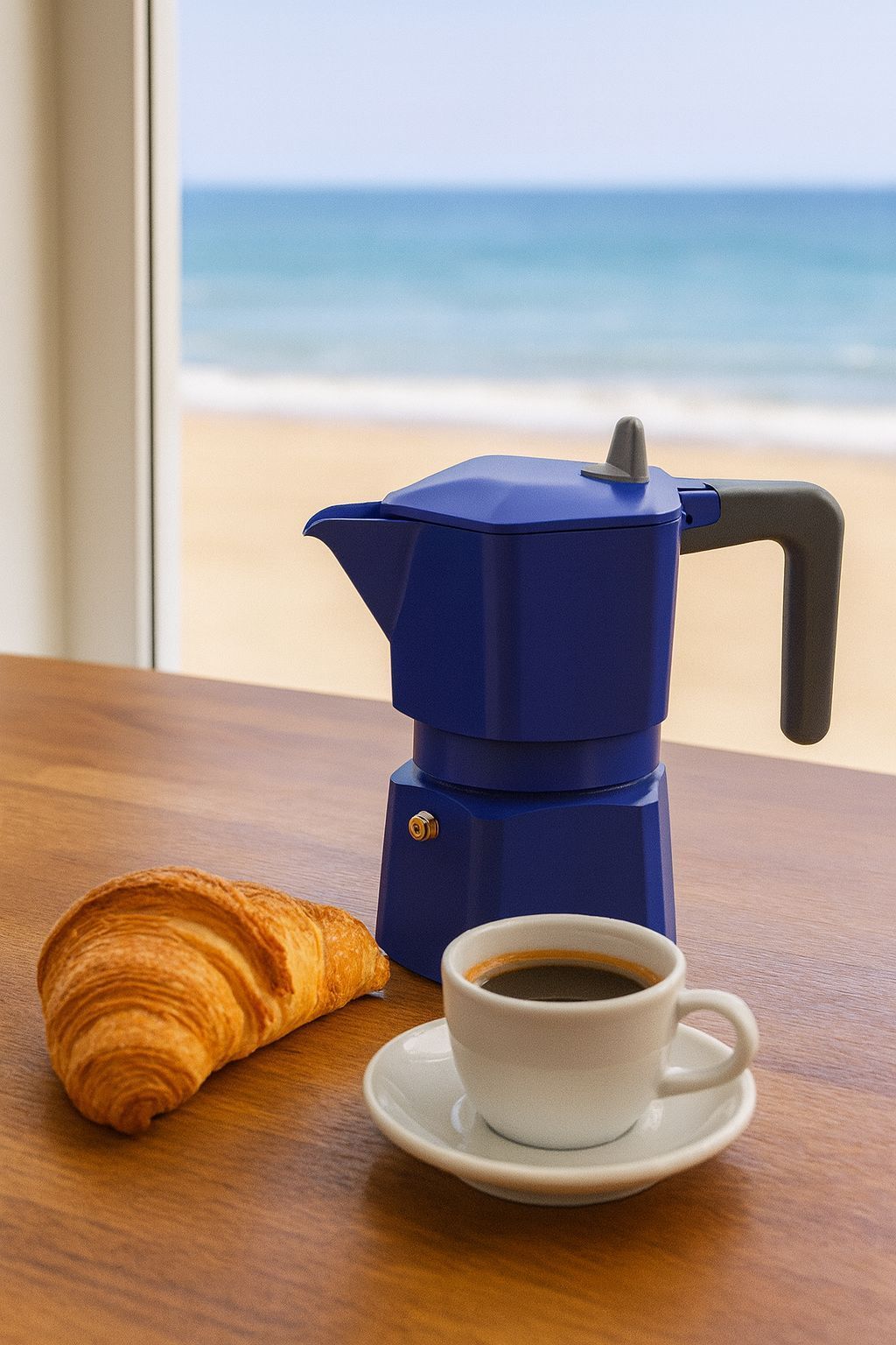 Cafetiere italienne - PEZZETTI - PENTAEXPRESS - Aluminium - 3 tasses - Bleu