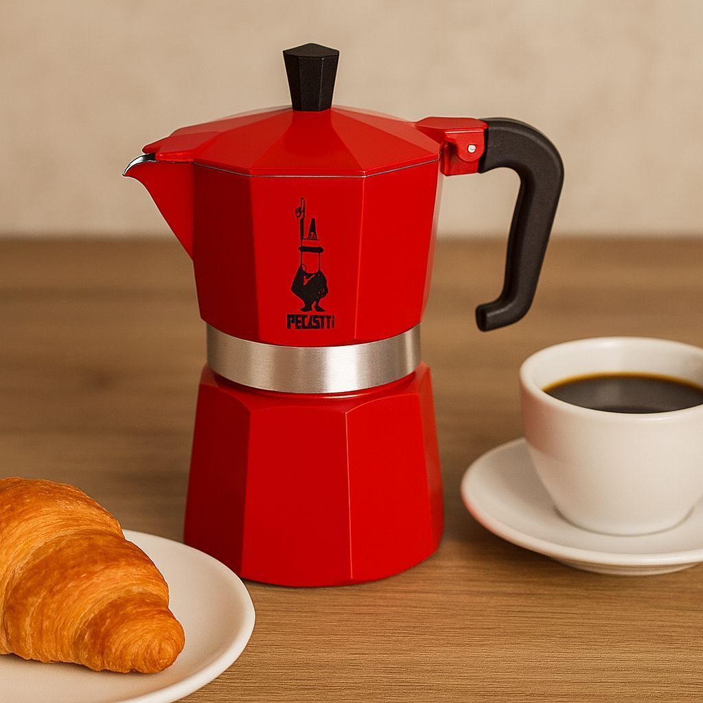 Cafetiere italienne - PEZZETTI - ITALEXPRESS - Aluminium - 3 tasses - Rouge
