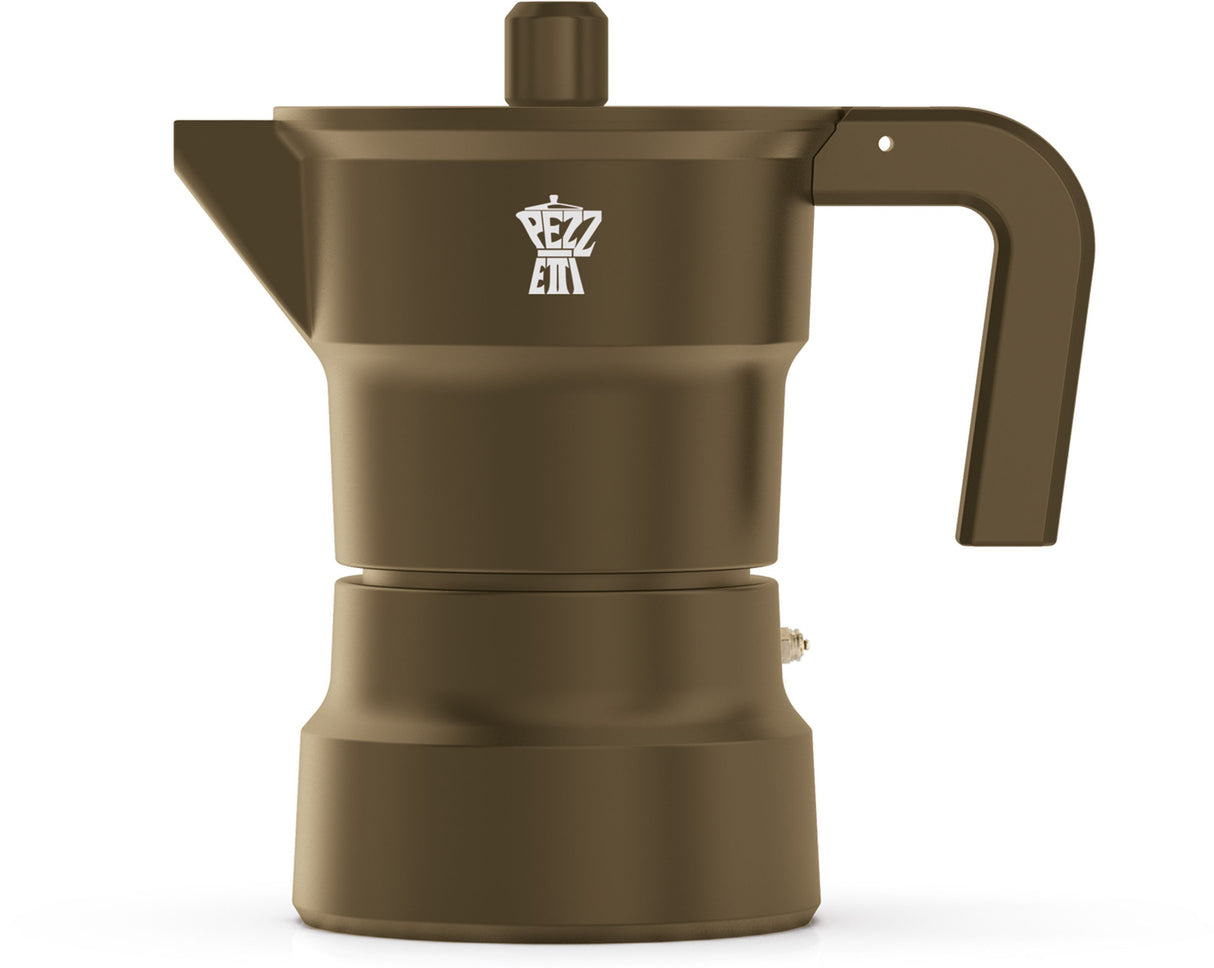 Cafetiere italienne - PEZZETTI - SOLIDEXPRESS - Aluminium - 3 tasses - Kaki