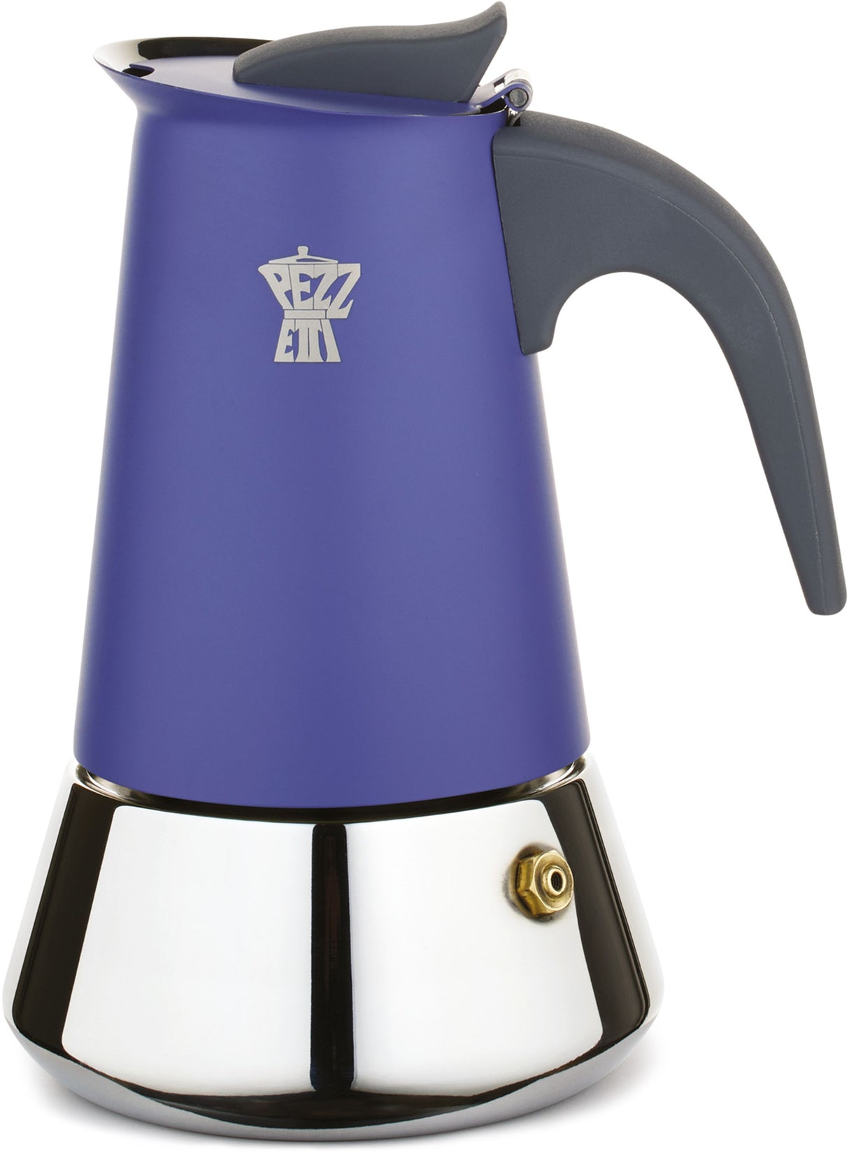 Cafetiere italienne - PEZZETTI - STEELEXPRESS - Acier inoxydable - 4 tasses - Tous feux dont induction - Bleu Indigo