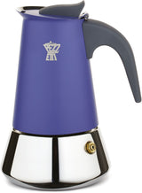 Cafetiere italienne - PEZZETTI - STEELEXPRESS - Acier inoxydable - 4 tasses - Tous feux dont induction - Bleu Indigo