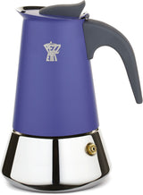 Cafetiere italienne - PEZZETTI - STEELEXPRESS - Acier inoxydable - 6 tasses - Tous feux dont induction - Bleu Indigo