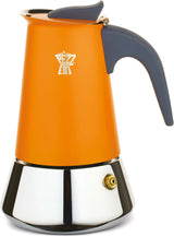 Cafetiere italienne - PEZZETTI - STEELEXPRESS - Acier inoxydable - 4 tasses - Tous feux dont induction - Orange