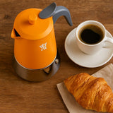 Cafetiere italienne - PEZZETTI - STEELEXPRESS - Acier inoxydable - 4 tasses - Tous feux dont induction - Orange