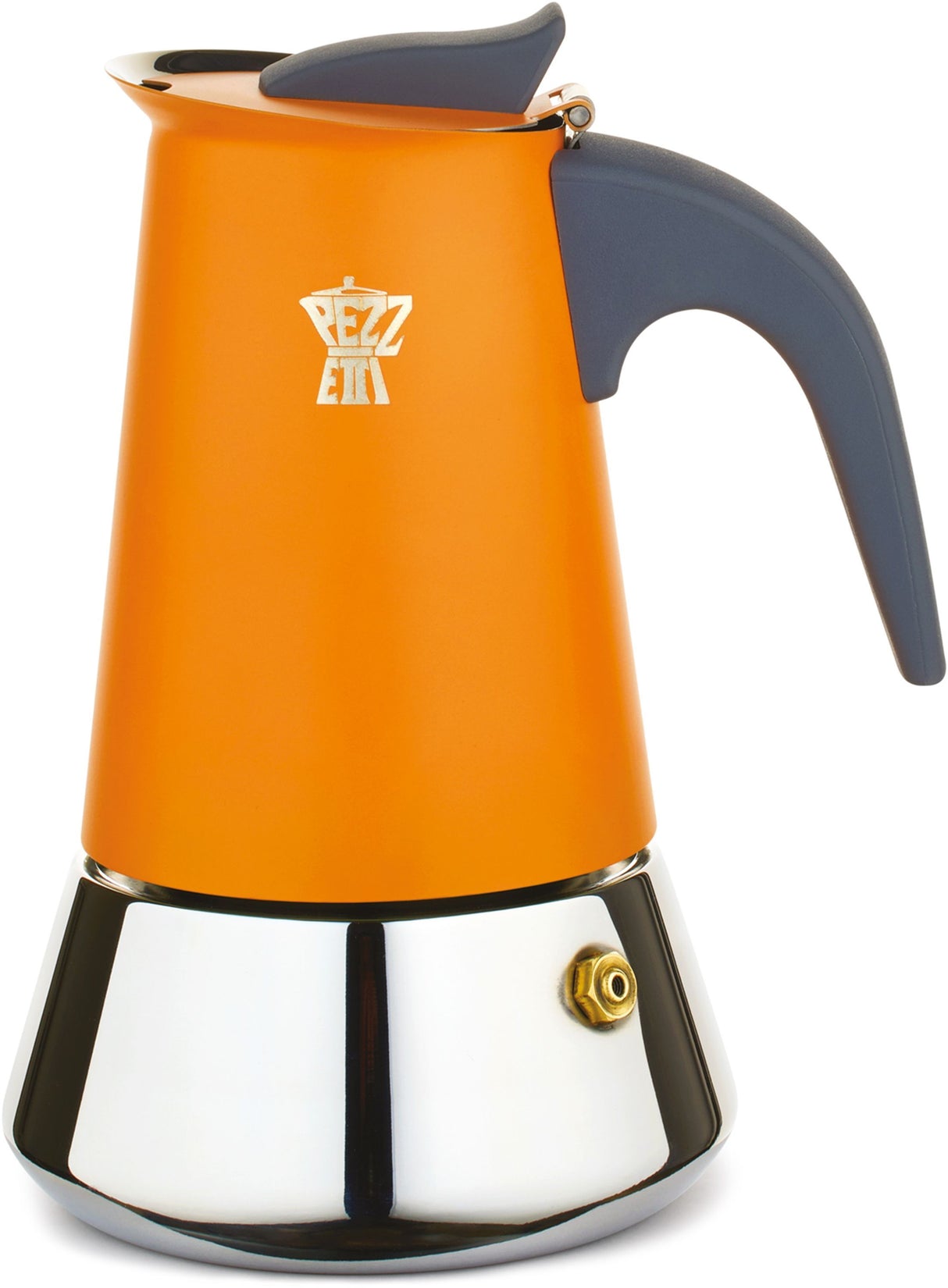 Cafetiere italienne - PEZZETTI - STEELEXPRESS - Acier inoxydable - 4 tasses - Tous feux dont induction - Orange