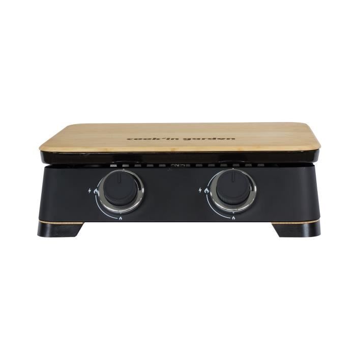 COOK'IN GARDEN Plancha gaz DUNE 60 - L 40 × l 47 × H 20cm - Surface de cuisson : L 131 × l 60 × H 103 - Métal + bambou