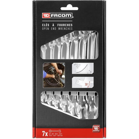 Coffret de 7 Clés a Fourches - FACOM - 44.J7PB - 14 ouvertures de 6 a 19mm