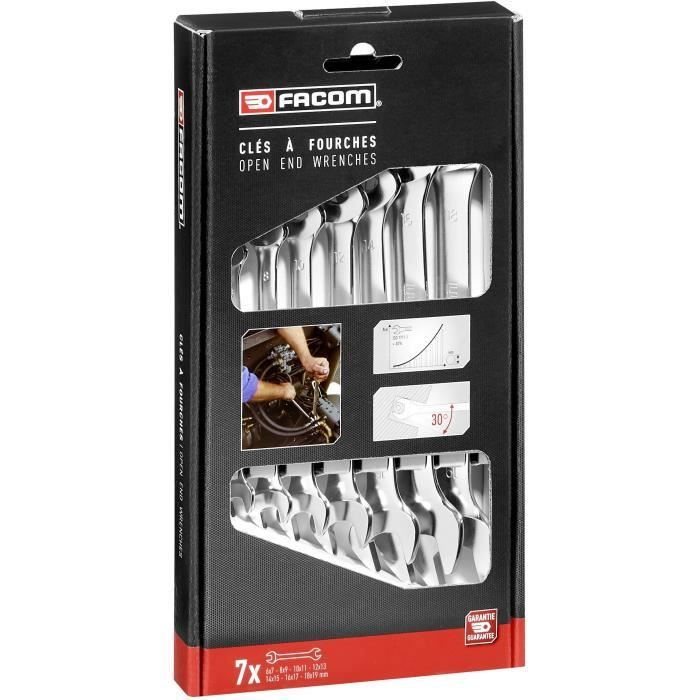 Coffret de 7 Clés a Fourches - FACOM - 44.J7PB - 14 ouvertures de 6 a 19mm