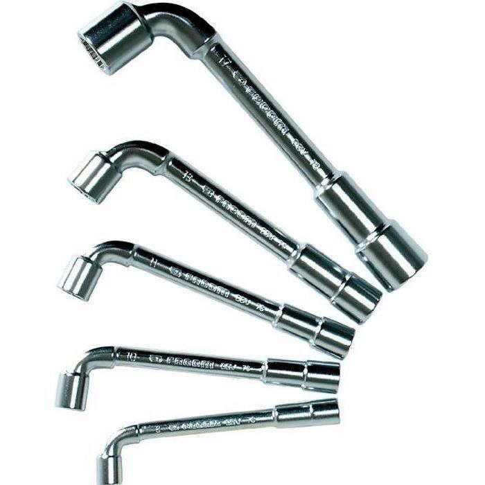 Coffret de 5 clés a pipe débouchées FACOM - 76.J5PB - 12 pans x 6 pans - Ouvertures de 8 a 17 mm - Profil OGV