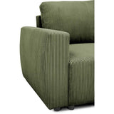Canapé d'angle convertible réversible 3 / 4 places - PHARELL - Tissu velours côtelé Kaki - Coffre - 224 x 155 x 85 cm