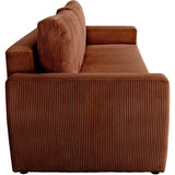 Canapé convertible - 3 places - PHARELL - Tissu Velours côtelé Terracotta - Coffre - 231 x 84 x 91 cm
