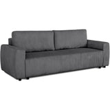 Canapé convertible - 3 places - PHARELL - Tissu Velours côtelé Anthracite - Coffre - 231 x 84 x 91 cm