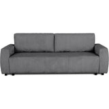 Canapé convertible - 3 places - PHARELL - Tissu Velours côtelé Anthracite - Coffre - 231 x 84 x 91 cm