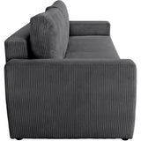 Canapé convertible - 3 places - PHARELL - Tissu Velours côtelé Anthracite - Coffre - 231 x 84 x 91 cm