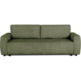 Canapé convertible - 3 places - PHARELL - Tissu Velours côtelé Kaki - Coffre - 231 x 84 x 91 cm