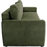 Canapé convertible - 3 places - PHARELL - Tissu Velours côtelé Kaki - Coffre - 231 x 84 x 91 cm