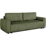 Canapé convertible - 3 places - PHARELL - Tissu Velours côtelé Kaki - Coffre - 231 x 84 x 91 cm
