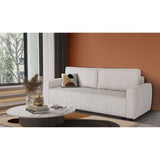 Canapé convertible - 3 places - PHARELL - Tissu Velours côtelé Beige - Coffre - 231 x 84 x 91 cm