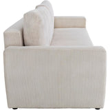 Canapé convertible - 3 places - PHARELL - Tissu Velours côtelé Beige - Coffre - 231 x 84 x 91 cm