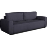 Canapé convertible - 3 places - PHARELL - Tissu Bouclette Noir - Coffre - 231 x 91 x 84 cm