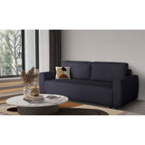Canapé convertible - 3 places - PHARELL - Tissu Bouclette Noir - Coffre - 231 x 91 x 84 cm