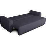 Canapé convertible - 3 places - PHARELL - Tissu Bouclette Noir - Coffre - 231 x 91 x 84 cm
