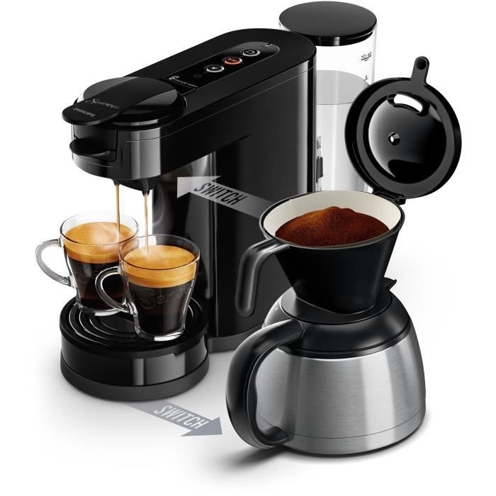 Cafetiere a dosette - PHILIPS - SENSEO - HD6592/65 - Switch 2-en-1 dosette & filtre - Noir