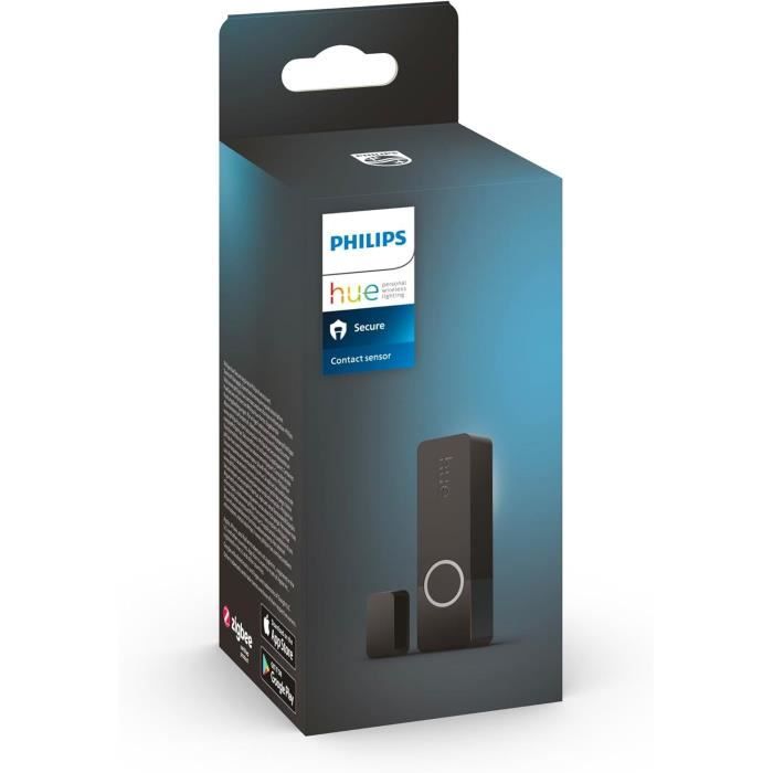 Capteur de contact - Philips Hue - Secure - Pour porte ou fenetre - Installation facile - Contrôle depuis l'application Hue - Noir