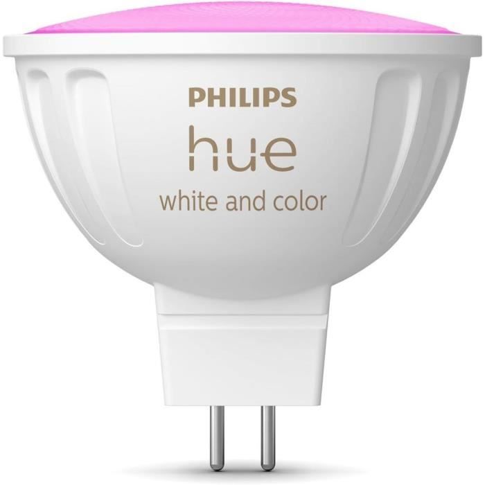 Ampoule connectée - PHILIPS HUE - MR16 - Lumiere blanche et colorée - Compatible bluetooth - Fonctionne avec App et voix