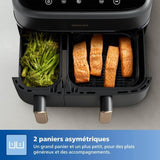 Friteuse sans huile - PHILIPS - NA352/04 - Airfryer Série 3000 double panier 9L avec accessoire - 8 préréglages - 2750W - Noir/Doré