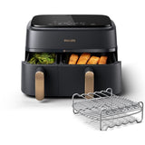 Friteuse sans huile - PHILIPS - NA352/04 - Airfryer Série 3000 double panier 9L avec accessoire - 8 préréglages - 2750W - Noir/Doré