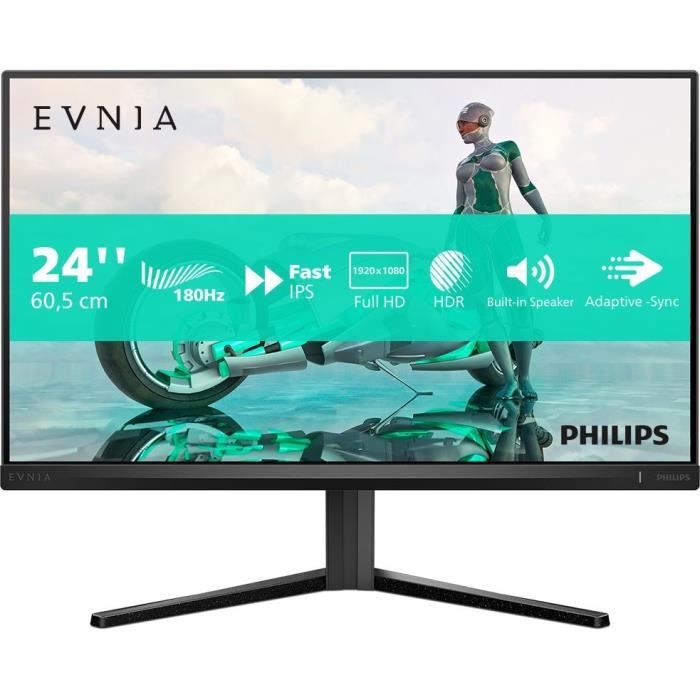 Écran PC - PHILIPS - Evnia 24M2N3200S - 23,8 FHD - Dalle Fast IPS - 180Hz - 0,5ms - Smart Crosshair - HDMI/DP - Noir