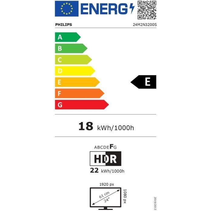 …cran PC - PHILIPS - Evnia 24M2N3200S - 23,8 FHD - Dalle Fast IPS - 180Hz - 0,5ms - Smart Crosshair - HDMI/DP - Noir