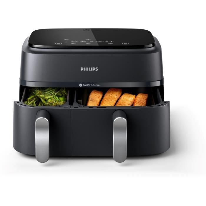 Friteuse sans huile - PHILIPS - Airfryer XXL NA351/00 - Double Cuve 9L - 8 Préréglages - Noir