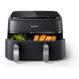 Friteuse sans huile - PHILIPS - NA351/00 - Airfryer Série 3000 double panier 9L - 8 préréglages - 2750W - Noir/Argent