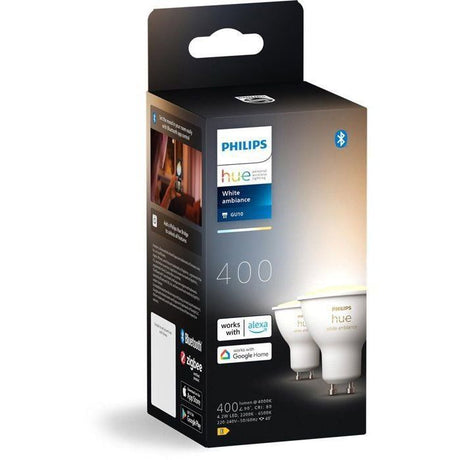 Pack de 2 ampoules LED - PHILIPS HUE - Spot GU10 - Blanc chaud a blanc froid
