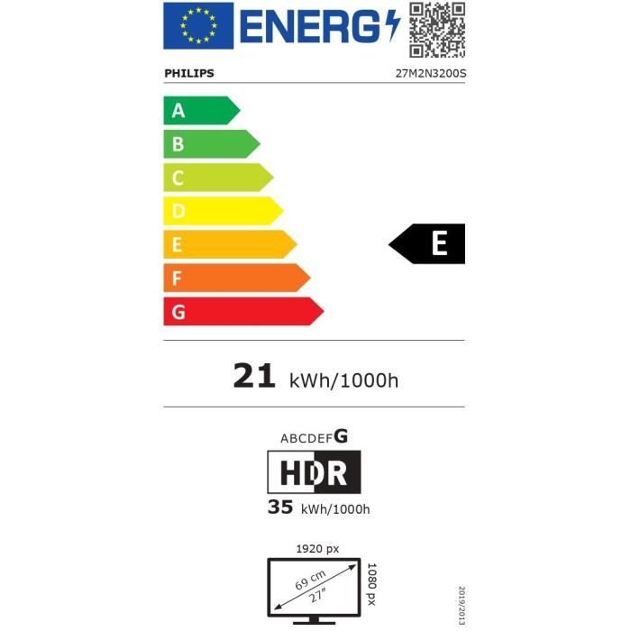 …cran PC - PHILIPS - Evnia 27M2N3200S - 27 FHD - Dalle Fast IPS - 180Hz - 0,5ms - Smart Crosshair - HDMI/DP - Noir